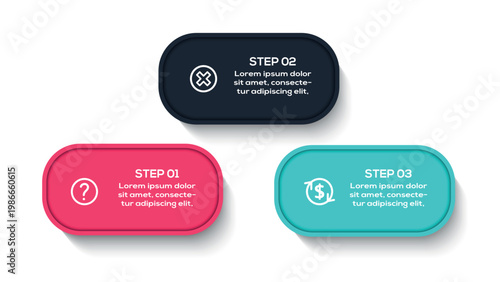 Business Timeline infographic with 3 steps, options, parts or processes. Template for web 