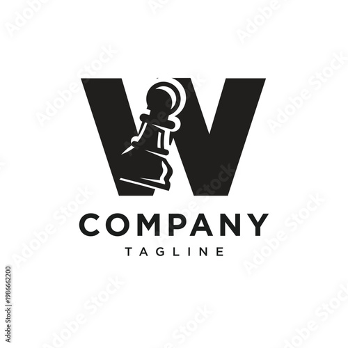Letter W Pawn Chess Logo Icon Vector