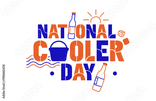 Summer Cooler Day Vector Illustration, Refreshing Drinks and Ice Box Party Design