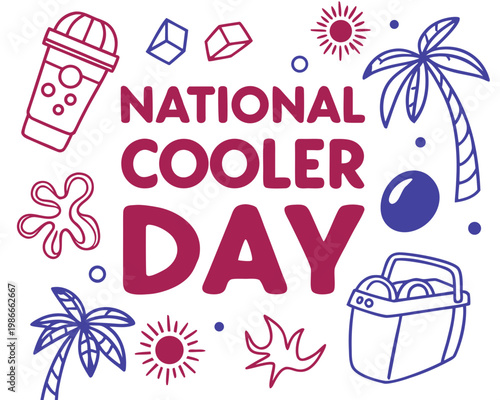 National Cooler Day Vector Illustration, Summer Beverage Cooler Celebration Design