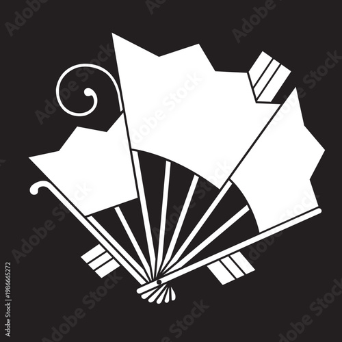 日本の伝統的な器物紋の家紋である「扇紋」のベクターデータ