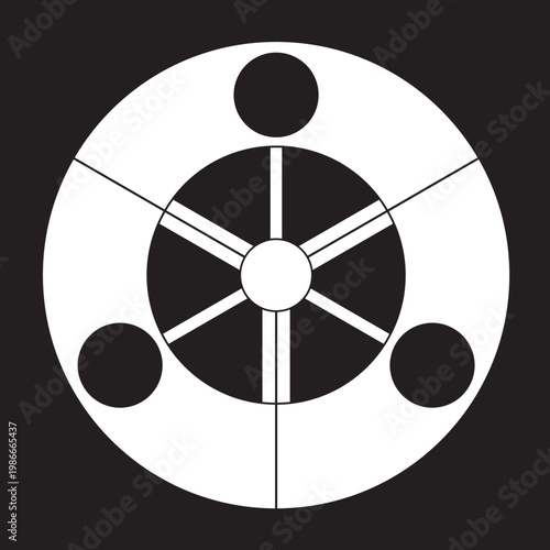 日本の伝統的な器物紋の家紋である「扇紋」のベクターデータ