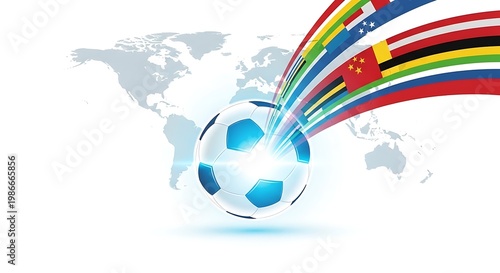 Soccer ball with flags representing countries around the world