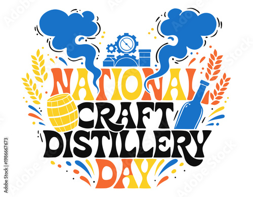 NATIONAL CRAFT DISTILLERY DAY vector illustration isolated on white background