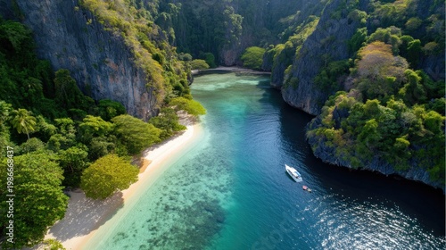 Serene Aerial View of Crystal Clear Waters and Lush Green Islands in a Tropical Paradise
