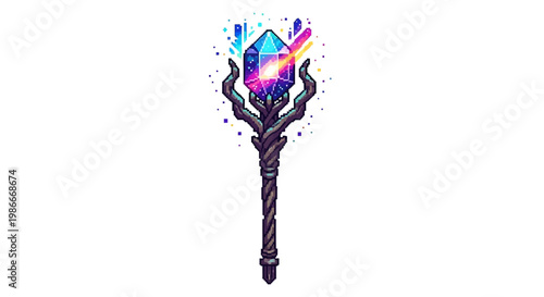 Mystical Crystal Staff with Glowing Energy and Ornate Design.