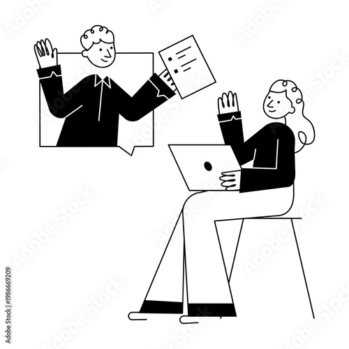 A sketchy style illustration representing remote hiring
