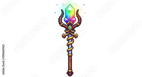 Magical Crystal Staff with Rainbow Aura.