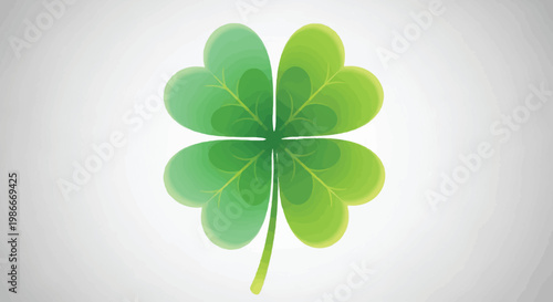 A vibrant green fourleaf clover on a subtle gradient background