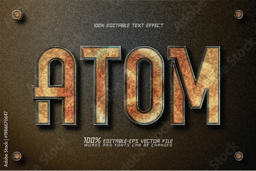atom old iron text effect