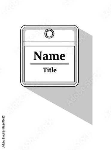 Simple Square Name Tag with Name and Title Fields for Identification.