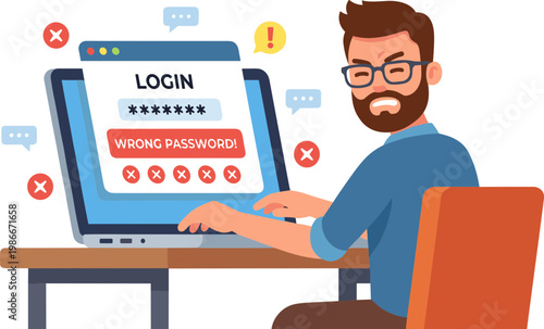 Man tries to login on computer with incorrect password