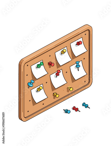 Corkboard with colorful pushpins holding blank notes a visual reminder.