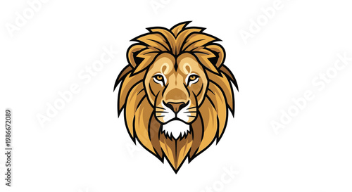 Stylized lion head illustration on white background for design and branding
