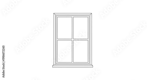 Outline drawing of a window on a white background for design elements