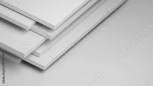 Minimal white layered panels loop background with abstract 3D geometric surfaces and clean composition for modern tech and corporate design