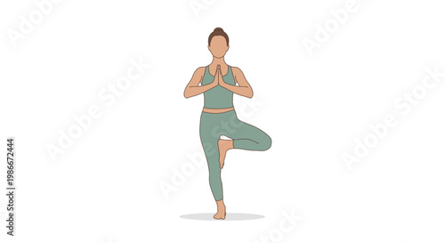 Woman in yoga tree pose on white background vector illustration