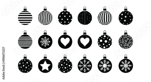Black and white christmas ornaments