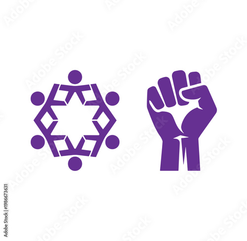 People joining hands in solidarity and unity with a raised fist