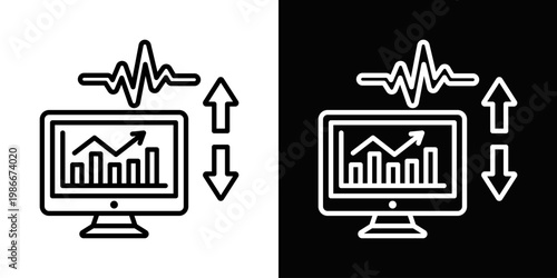 Health Trend Analysis Icon In Black And White Style