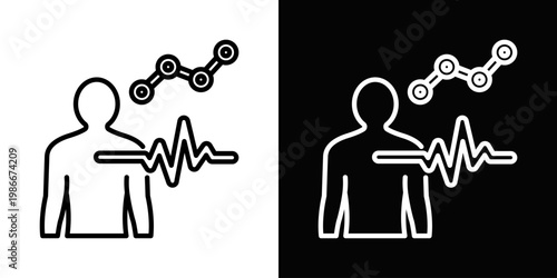 Human Bio Signals Icon In Black And White Style