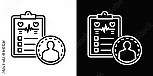 Personalized Vital Monitoring Icon In Black And White Style