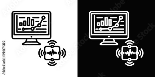 Next-Gen Health Metrics Icon In Black And White Style