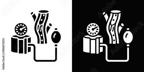 Blood Pressure Icon In Black And White Style