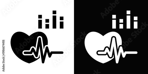Cardiac Rhythm Icon In Black And White Style