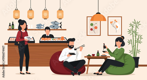 People enjoying food and drinks at a restaurant.