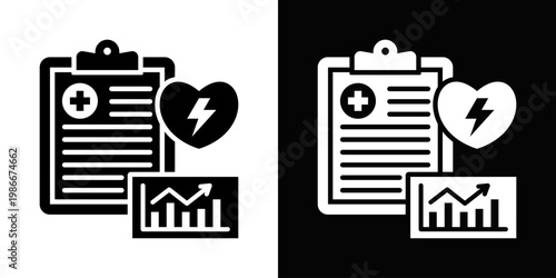 Chronic Condition Monitoring Icon In Black And White Style
