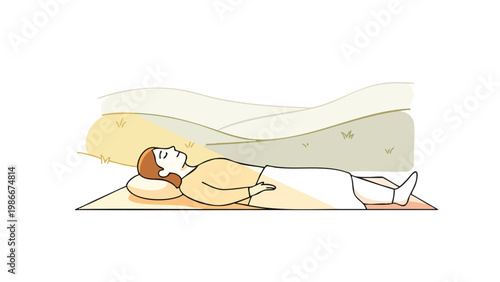 Woman Relaxing Outdoors on Yoga Mat, Peaceful Meditation & Wellness Scene