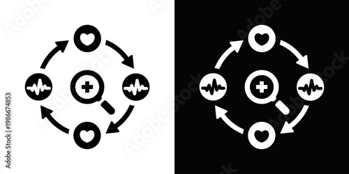 Adaptive Health Tracking Icon In Black And White Style