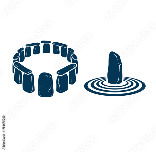 stonehenge monument and stone in water illustration
