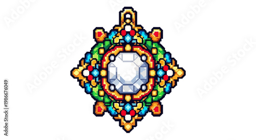 Ornate Gemstone Pendant with Colorful Jewels and Intricate Design.