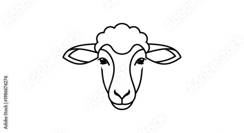 Farm animal portrait shows a gentle sheep head with distinctive fleece pattern and expressive eyes perfect for agricultural themes pastoral settings and natural imagery collections a clear and