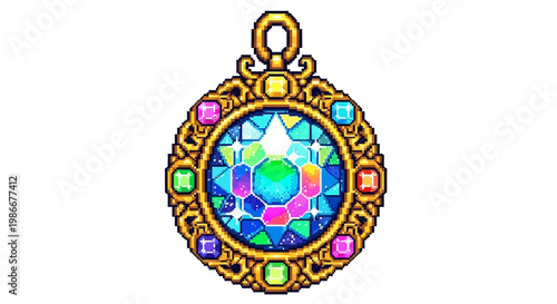 Ornate Golden Pendant with Radiant Gemstone Centerpiece.