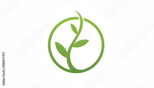 Leaf sprout icon with circular outline in green symbolizing sustainability and eco-friendly growth featuring organic, plant, ecology with nature and