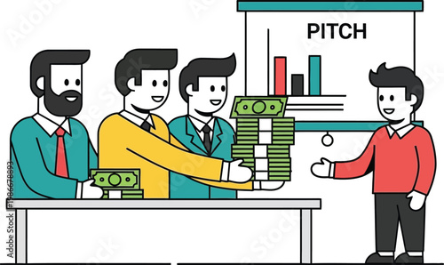 Business Pitch Meeting: Investment Funding Handover for Startup Growth