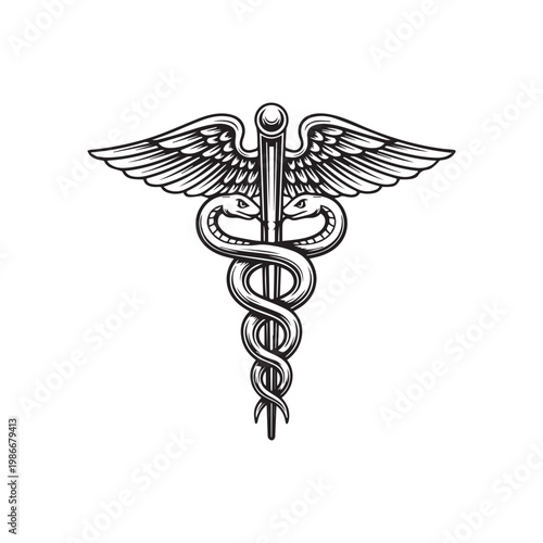 Medical caduceus symbol illustration with caduceus medicine healthcare