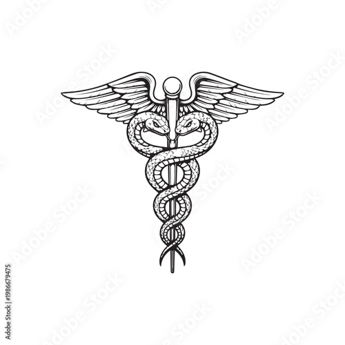 Detailed medical caduceus symbol illustration with caduceus medicine hospital