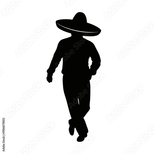 Man in traditional clothes and sombrero, concept of cultural tradition and holiday