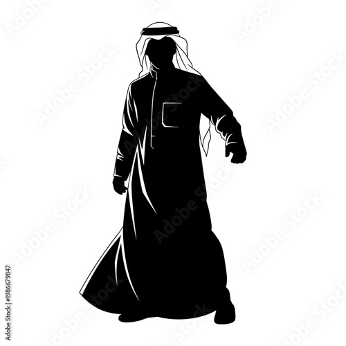 Man wearing traditional thob clothing, concept of cultural identity and heritage