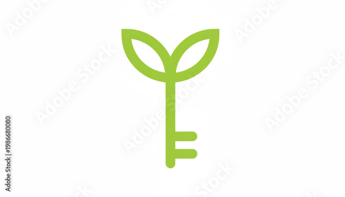 Leaf sprout ecology icon with green stem and two leaf blades for sustainability and environmental awareness