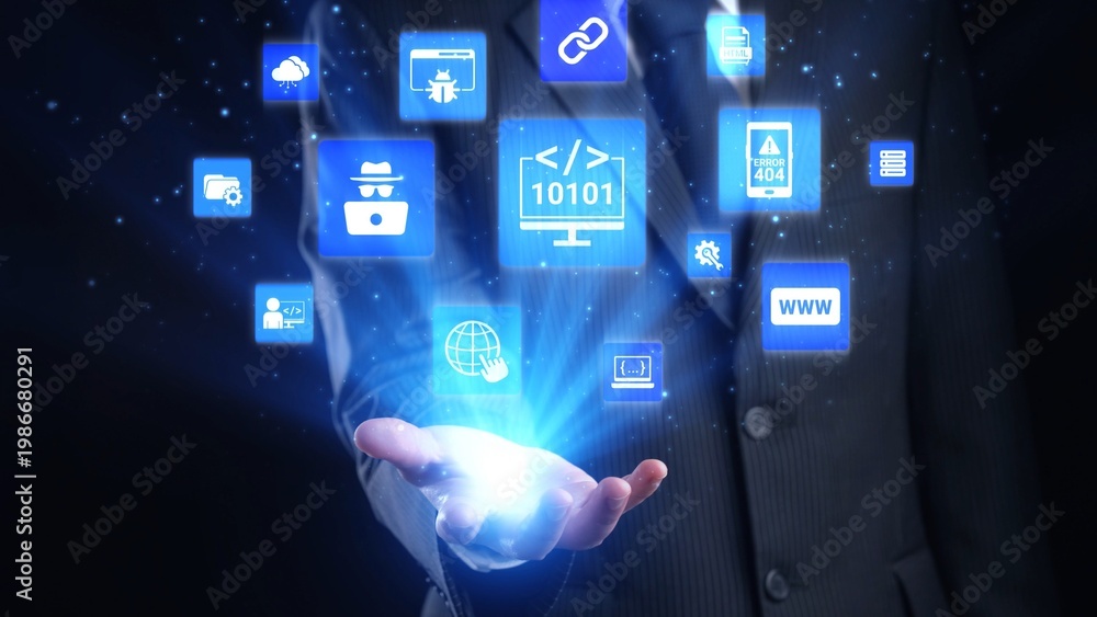 Obraz premium Software development with coding overlays, programming languages, developer tools, mobile app creation, and advanced programming for digital product development and software solutions. Spire