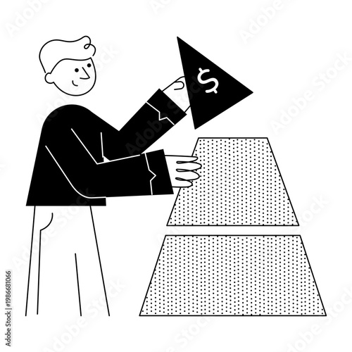 A drawing style illustration depicting wealth building
