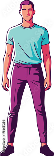 Illustration of a young man standing confidently in casual clothes