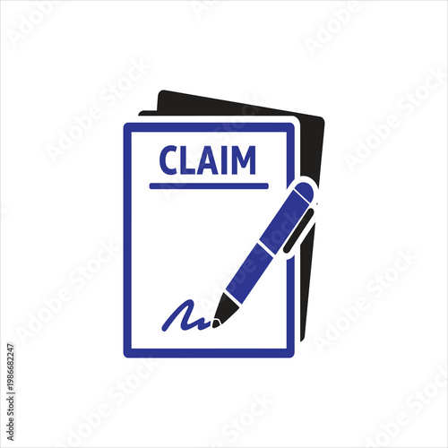 Official Document Pen Sheets Paper Icon Vector. claim document icon
