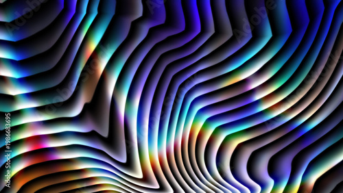 Vibrant wavy pattern with rainbow colors and 3D effect