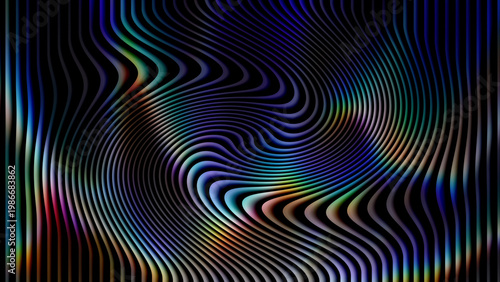 Vibrant wavy lines in black background with rainbow colors